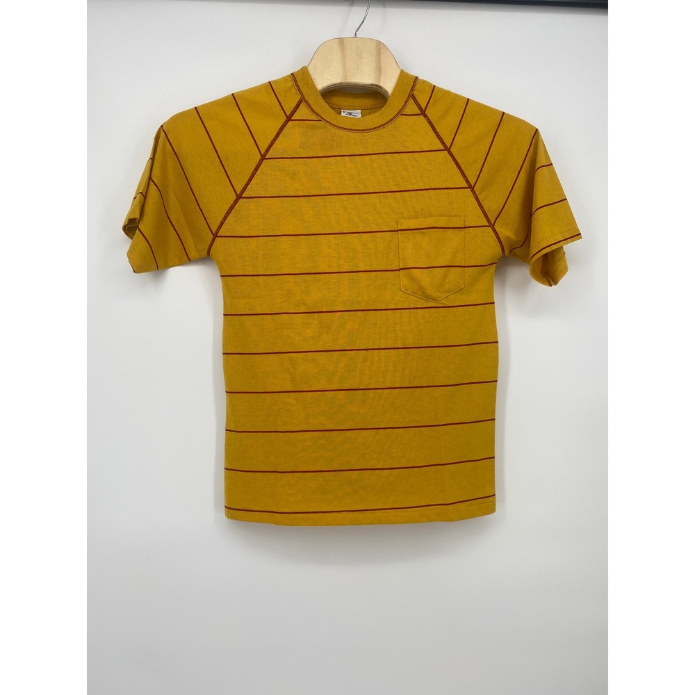 Towncraft Pocket T-Shirt XL Boys Yellow Excellent Vintage Striped Raglan Tee